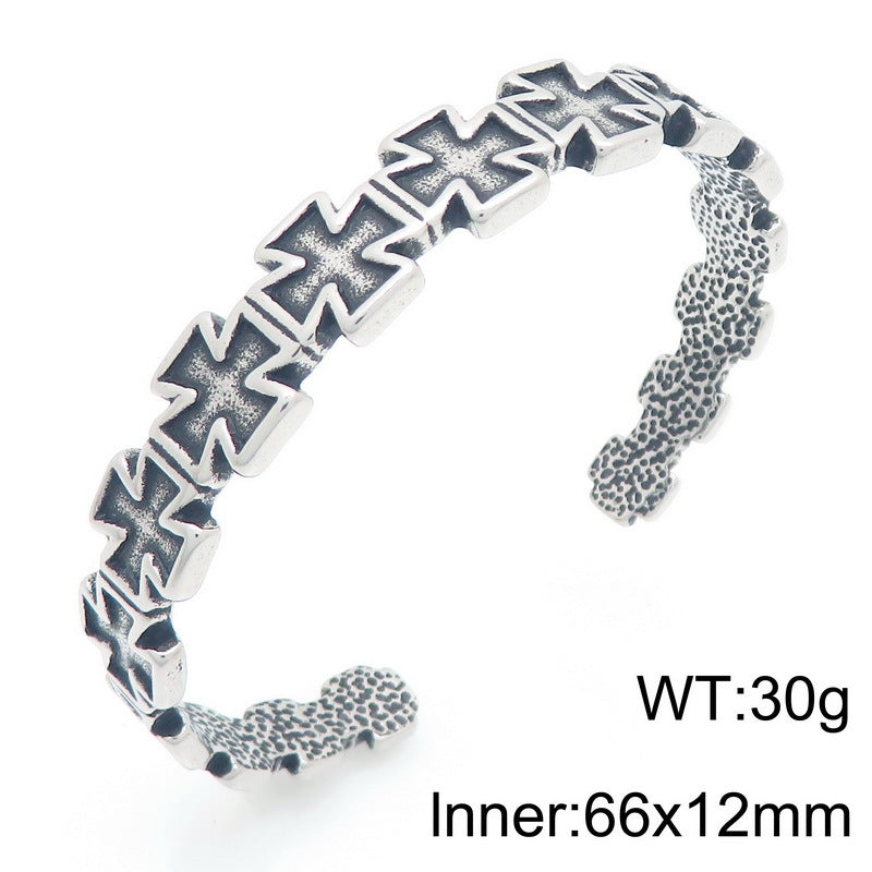 Angel Cross Bracelet – Antique Pentagram Virgin Mary Titanium Steel Men's Opening Bracelet