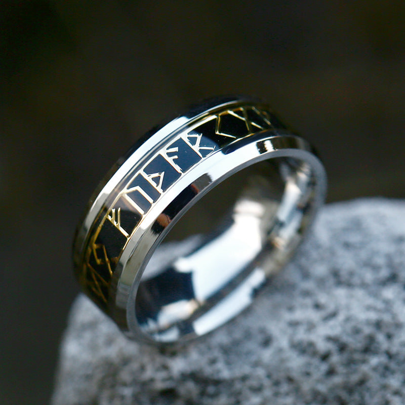 Nordic Viking-Inspired Unisex Stainless Steel Electroplated Fashion Rings - Wholesale from Japan & Korea