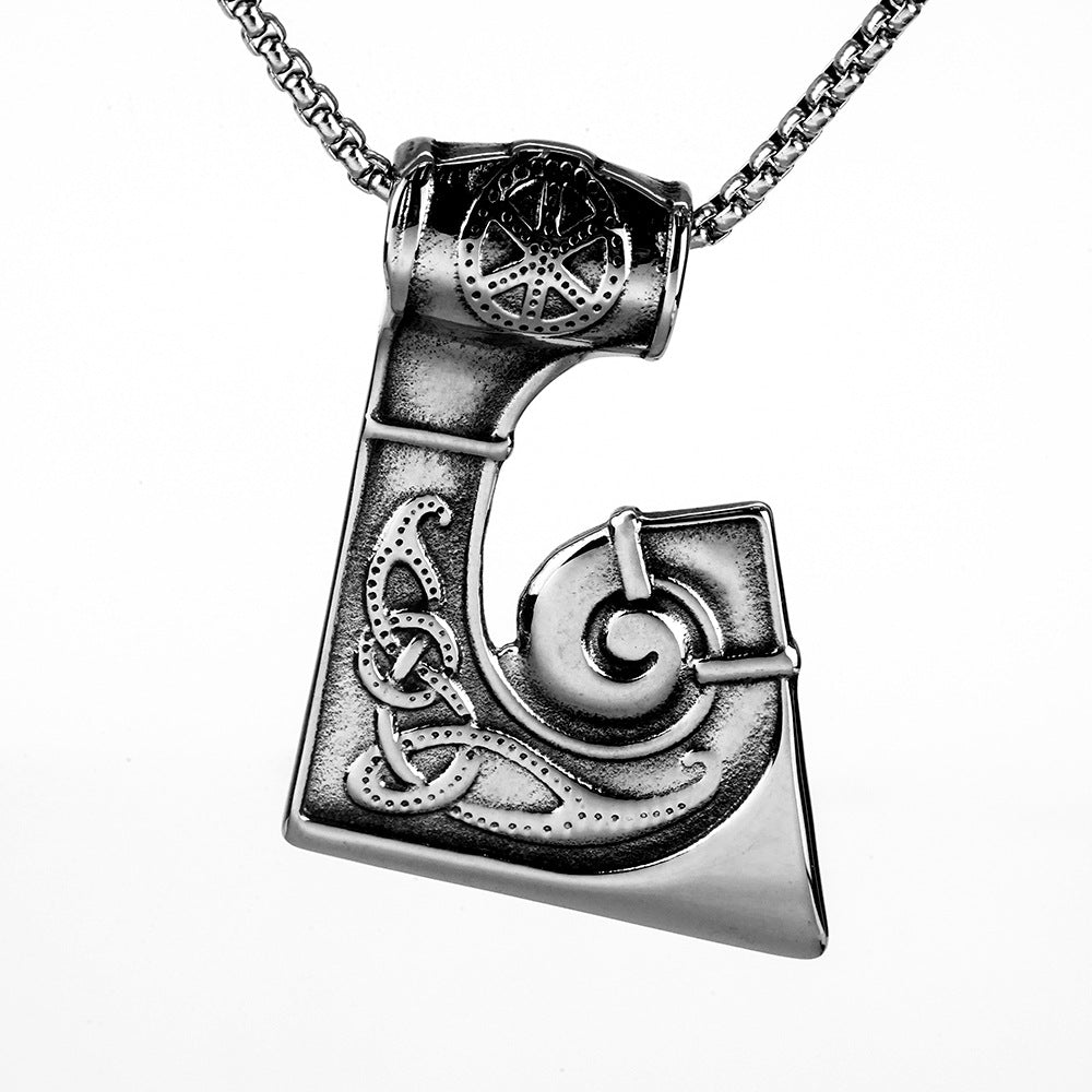 European And American Jewelry Wholesale Titanium Steel Men's Pendant Necklace Retro Viking Axe
