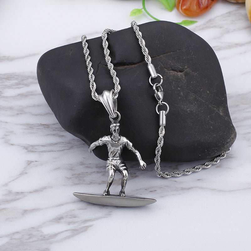 Personalized Punk Style Titanium Steel Men's Pendant for Skateboarding and Surfing Enthusiasts