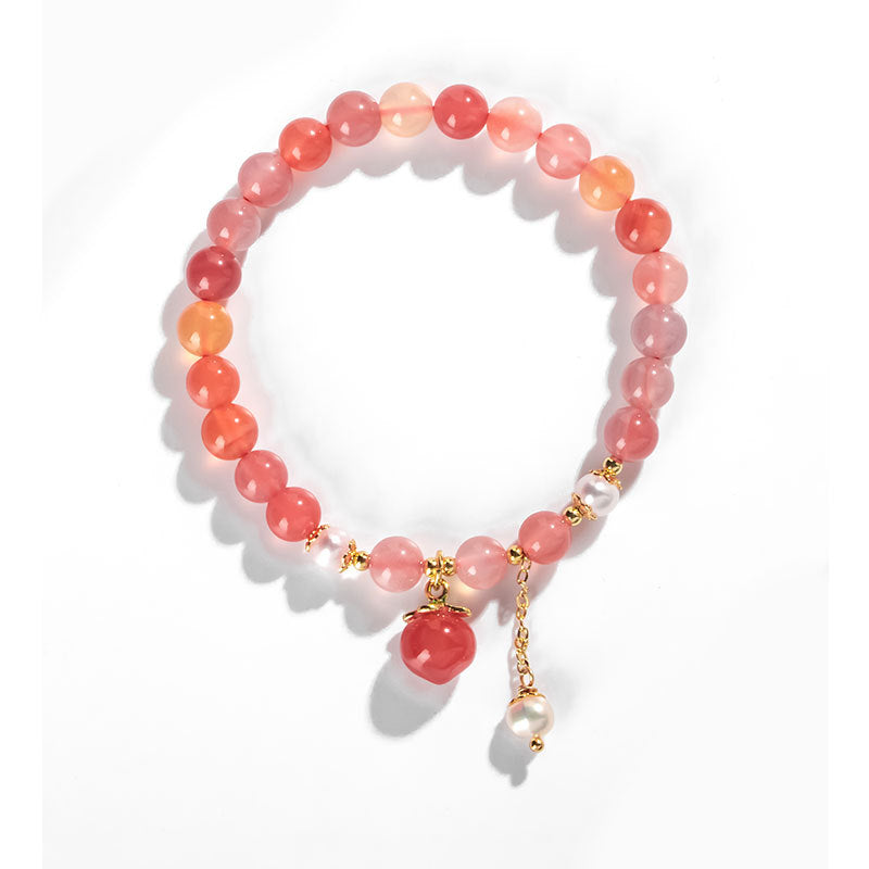 Crystal Agate and Freshwater Pearl Sterling Silver Bracelet