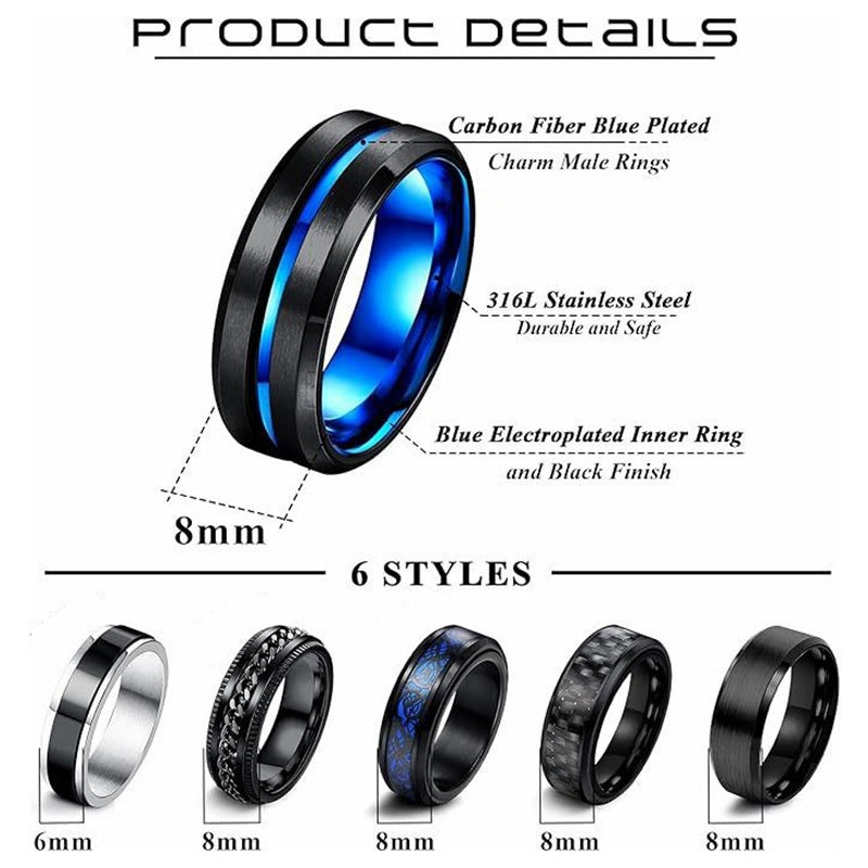 Stainless Steel Ring 8Mm Two Color Titanium Finish For Unisex Protection Statement By Planderful Everyday Genie