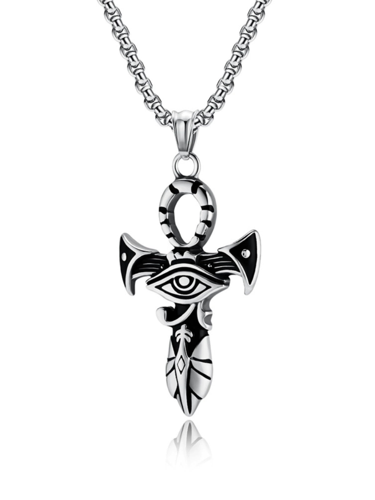 1. Planderful Egyptian Eye Necklace Titanium Steel Men