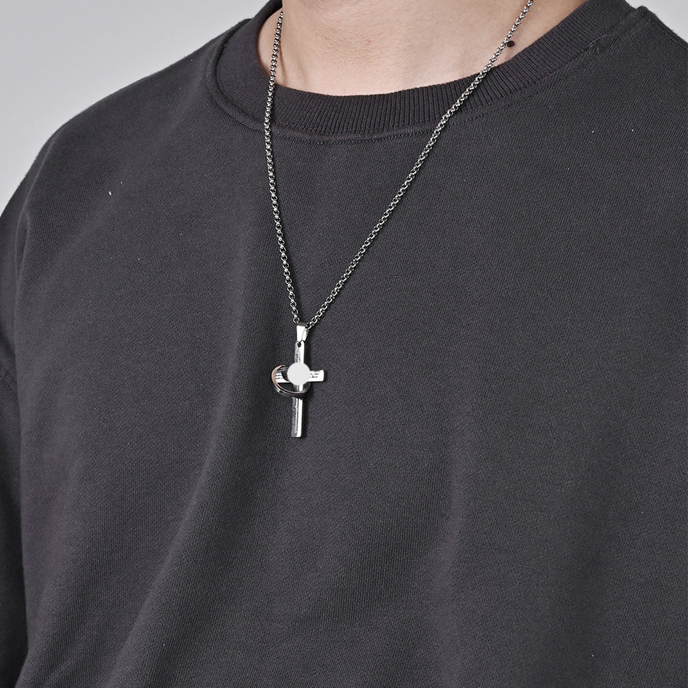 European And American Hip Hop Hipster Stainless Steel Cross Necklace Pendant For Men