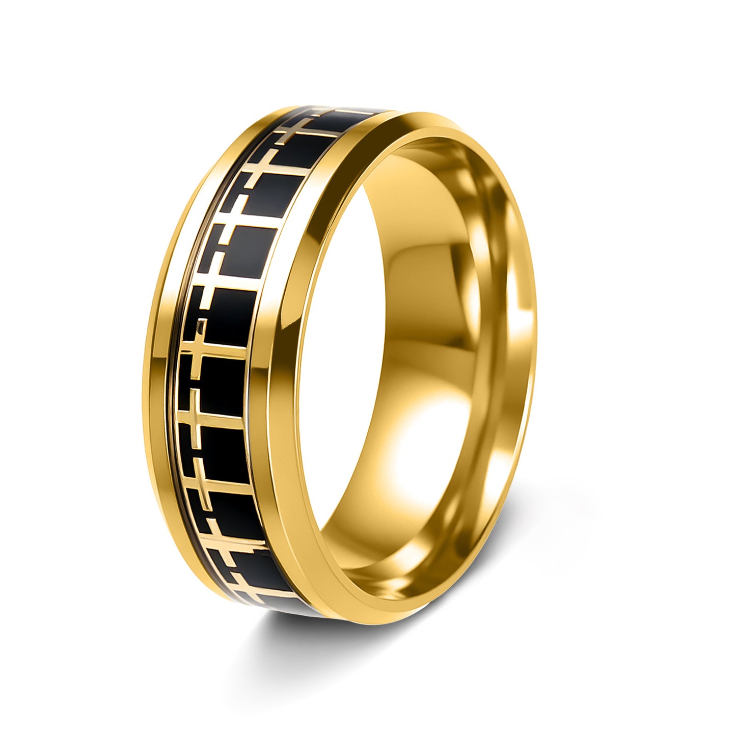 Stainless Steel Cross Ring Two Tone Unisex Planderful Everyday Wear For Men And Women
