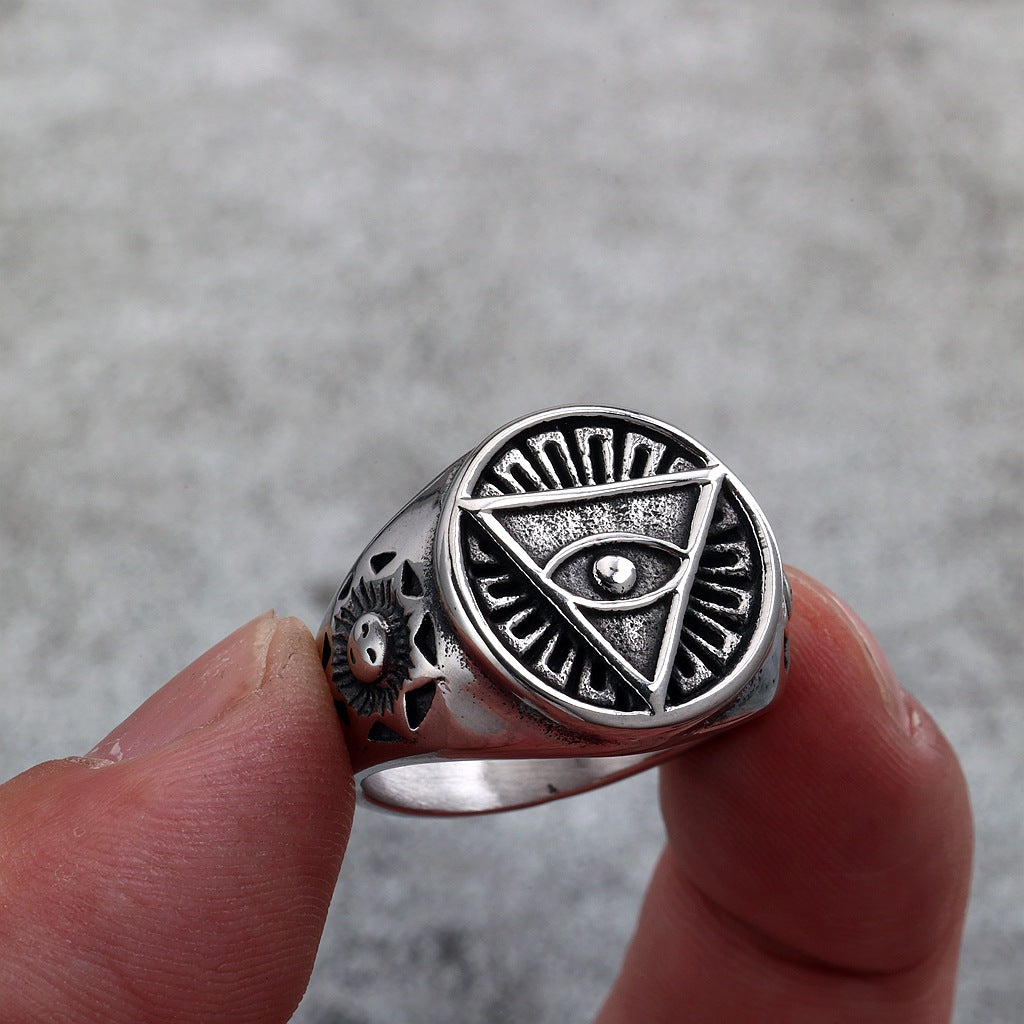 Vintage Eye of Horus Egyptian Stainless Steel Ring