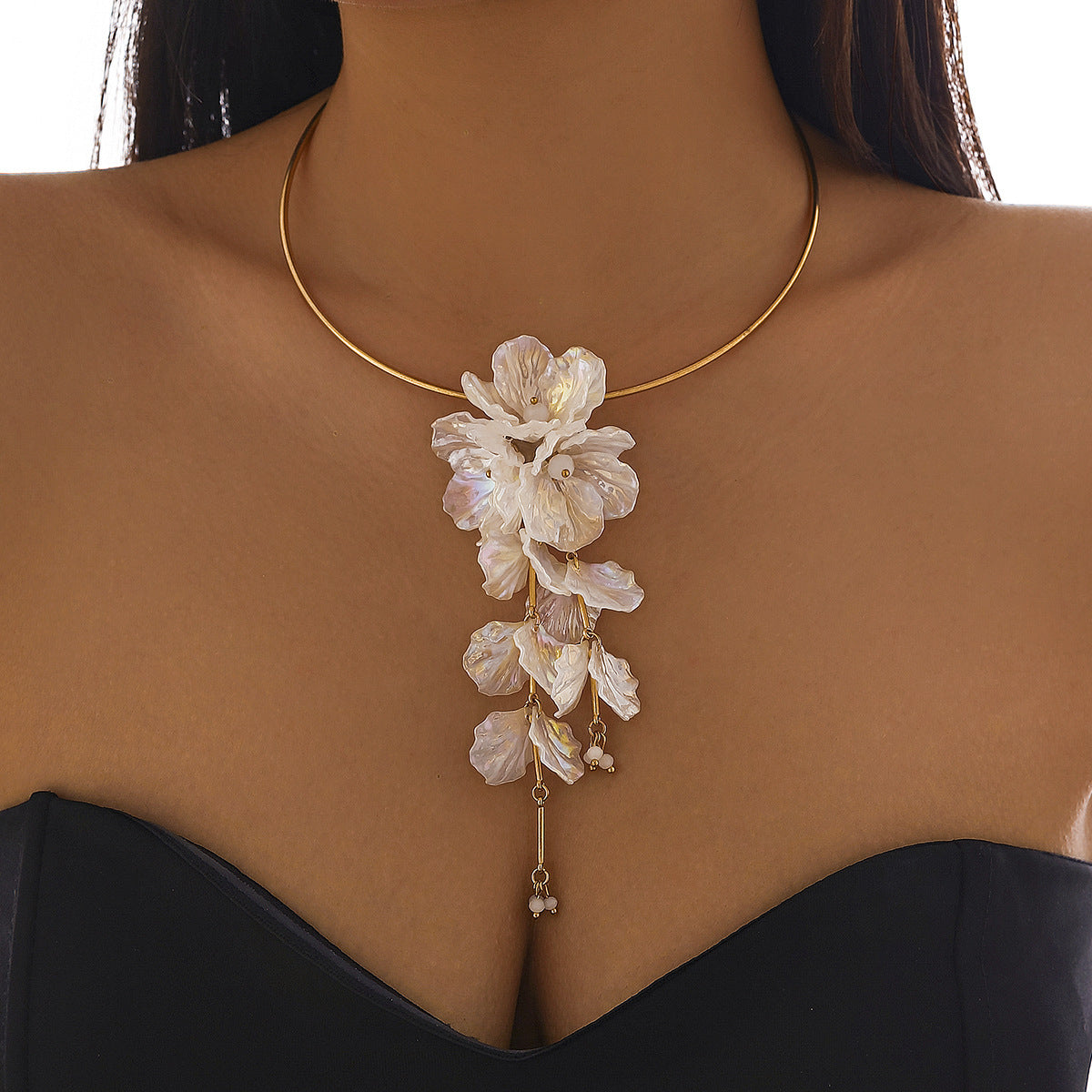 Mermaid Flower Scallop Collar Necklace