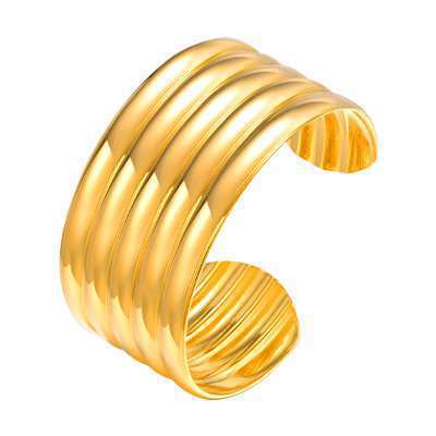 Wide-Faced Gold Bracelet Irregular Geometric Woman