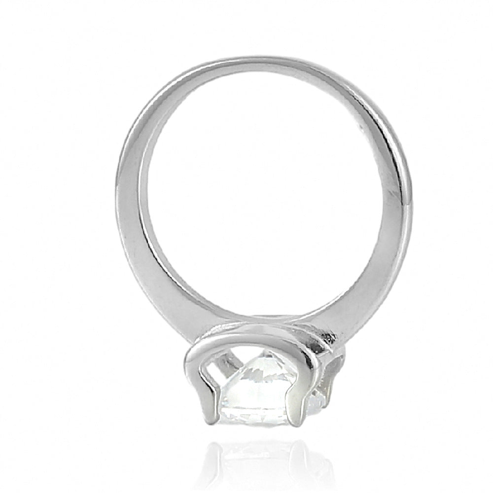 Titanium Steel Ring with European, American, and Korean White Stone Inlay - Stylish Gift for Women, Adjustable Size 5-9