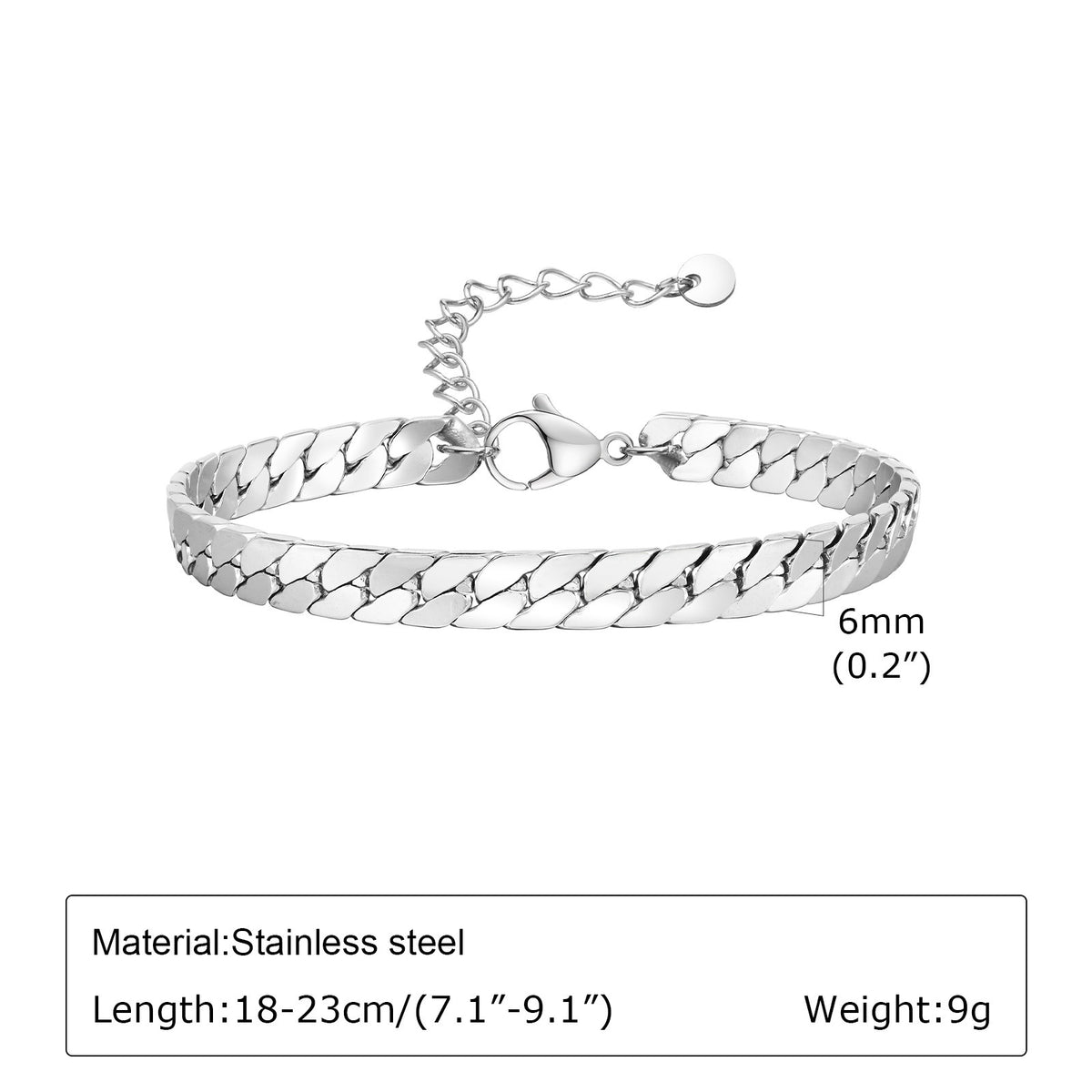 Stainless Steel Flat Encrypted Nk Chain Steel Men's Bracelet Hip Hop