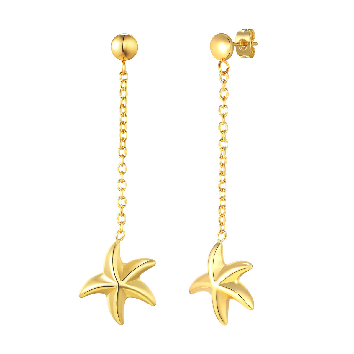 Gold-Tone Starfish Chain Drop Earrings