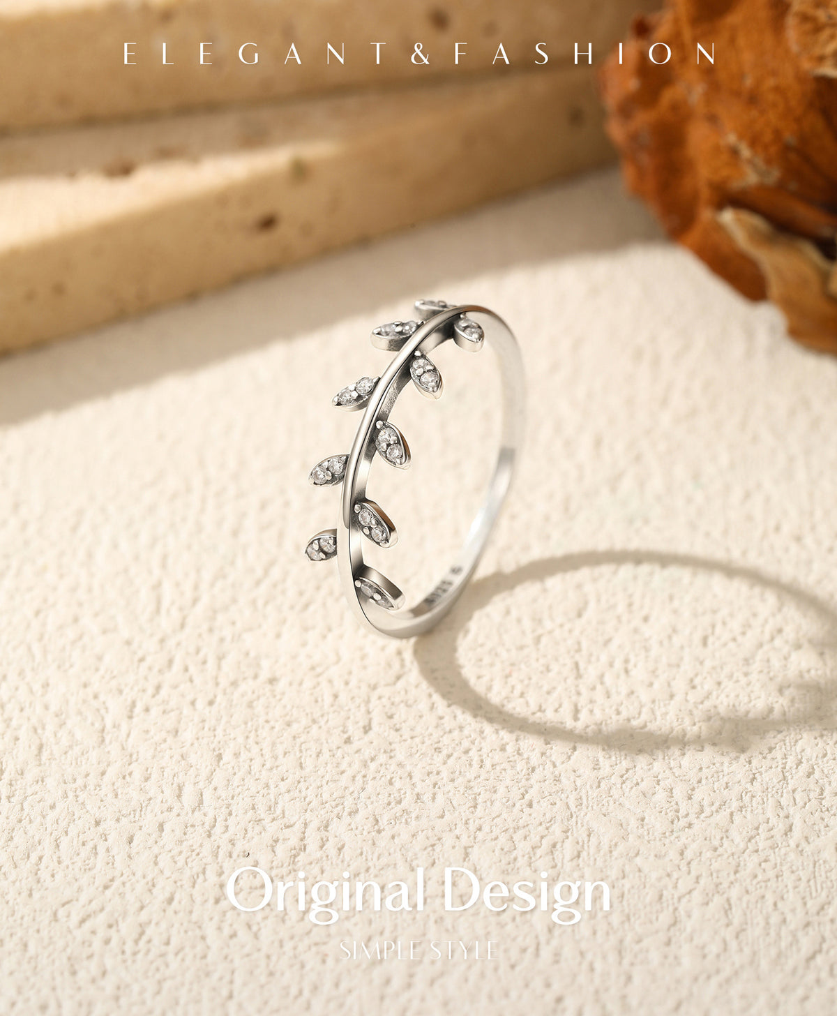 925 Sterling Silver Olive Leaf Ring