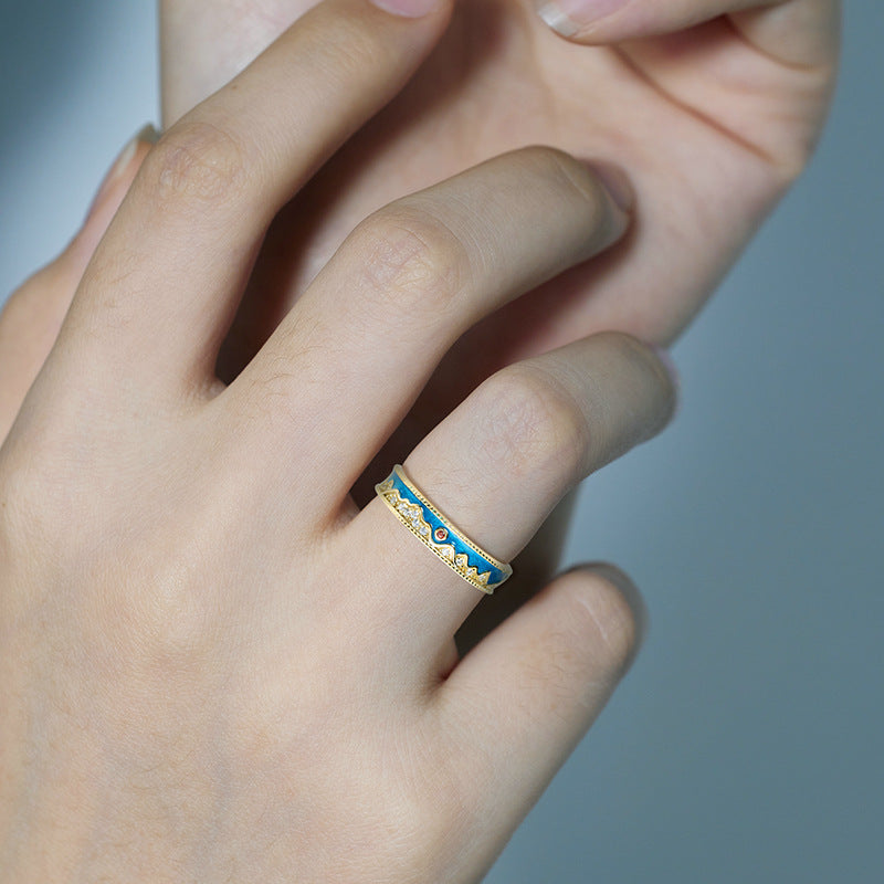 Original Thousand Miles of Jiangshan 925 Luxury Ring Female Dunhuang Style