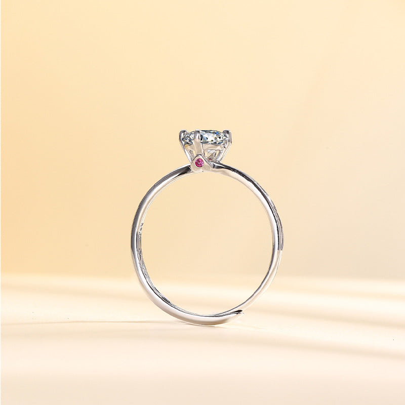 Four-Claw D-Color S925 Sterling Silver Women's Ring