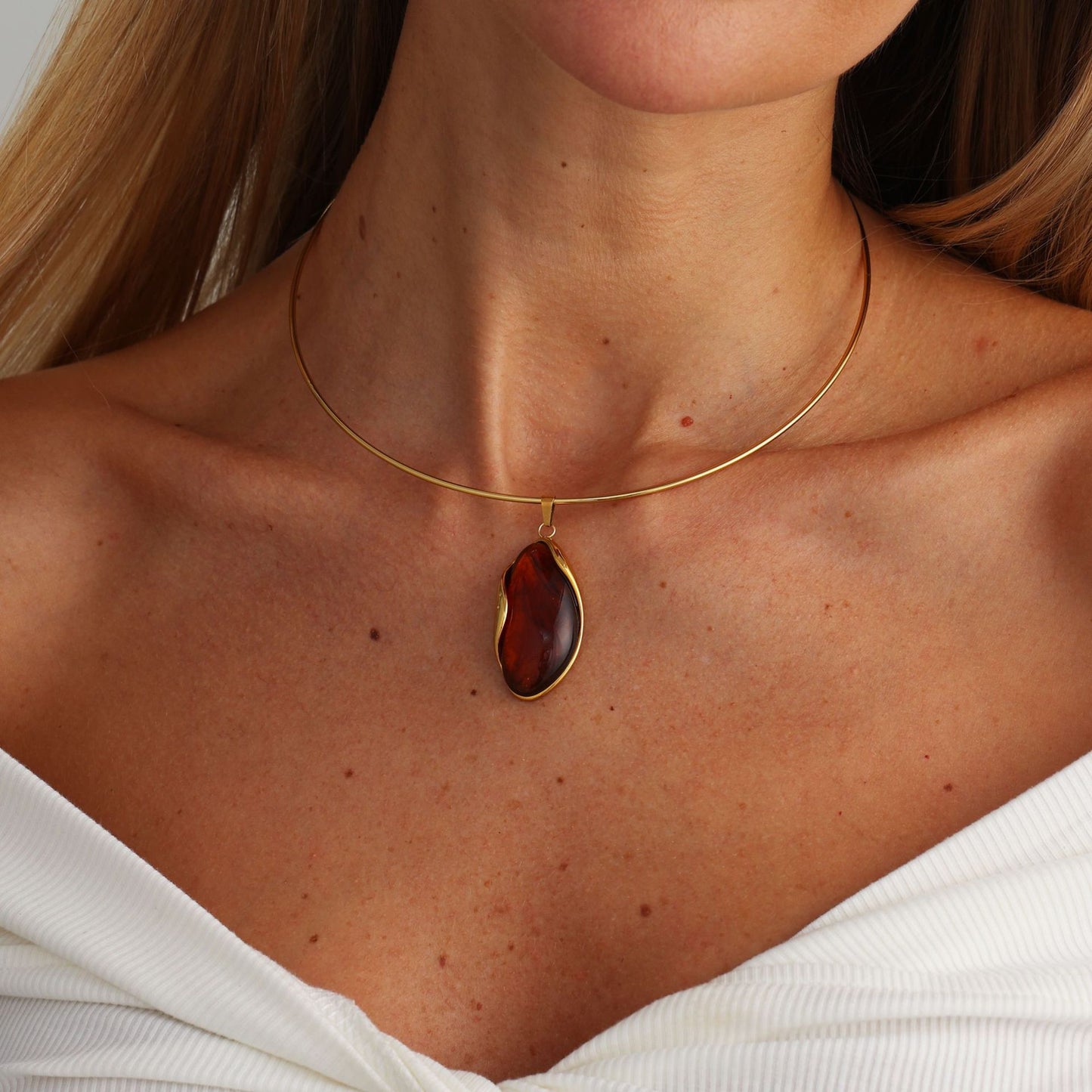 Stainless Steel Short Choker Collar Retro Street Smudged Gem Necklace Necklace