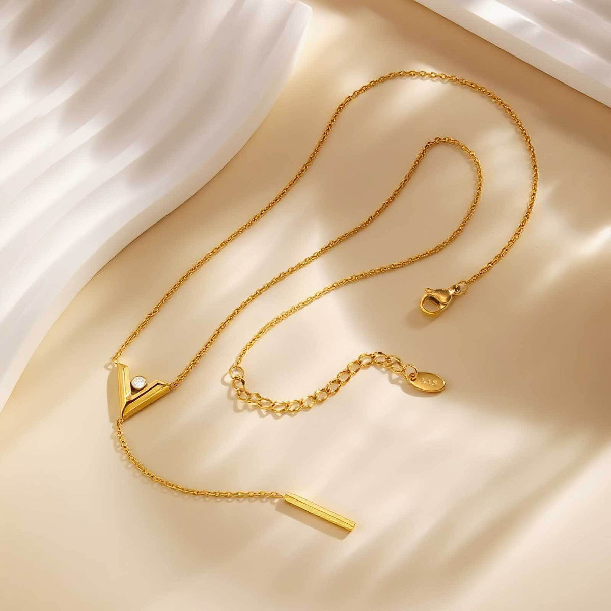 Stainless Steel Zircon Cross Necklace