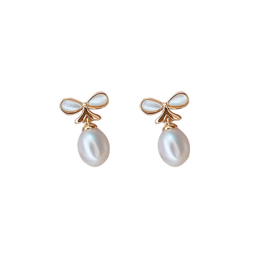 Freshwater Pearl Sterling Silver Shell Earrings