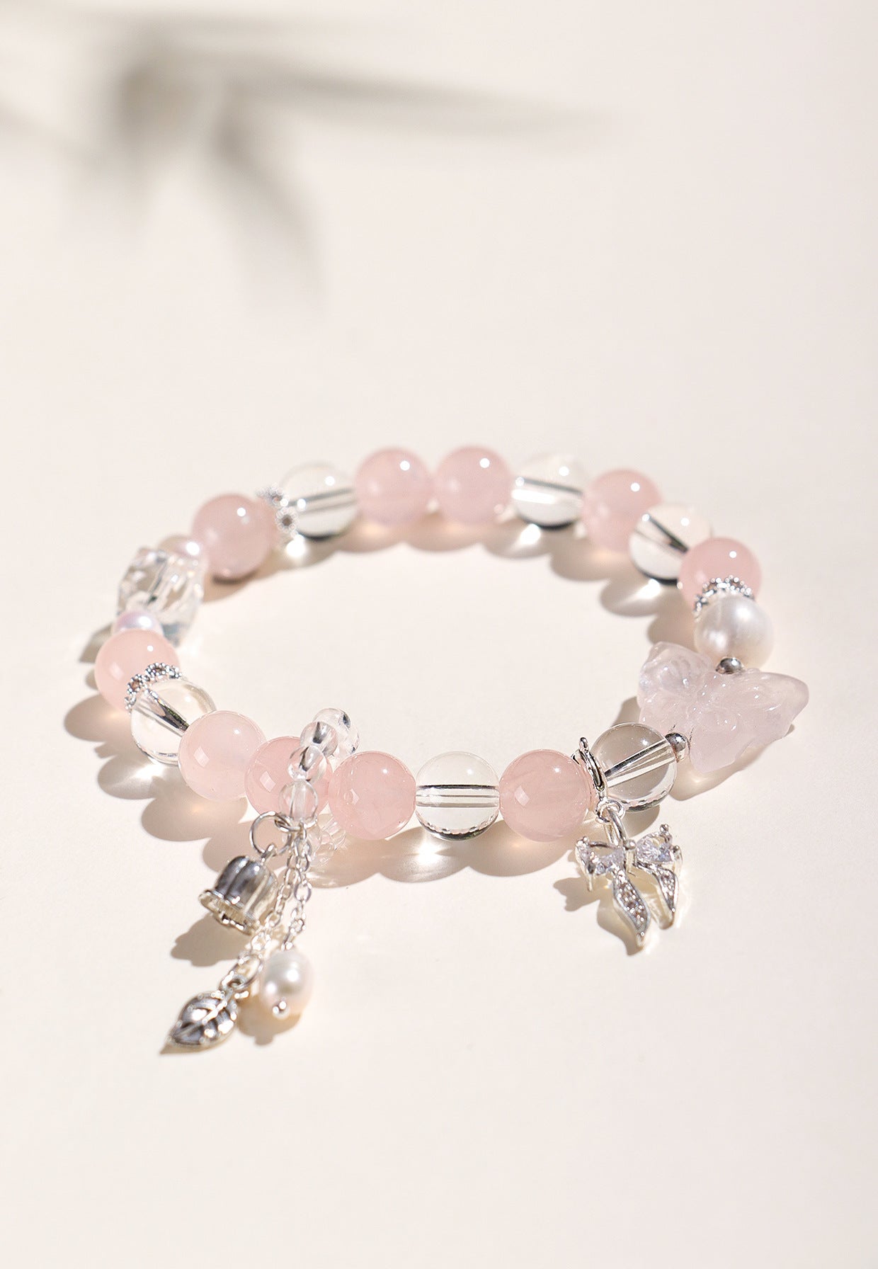 Planderful Fortune's Favor Bracelet – Elegant Pink Crystal and Aquamarine Design