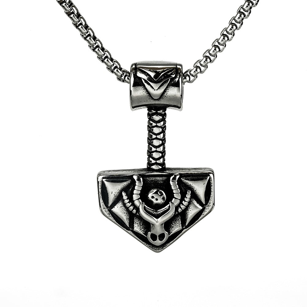 European And American Jewelry Wholesale Titanium Steel Men's Pendant Necklace Viking Raytheon Hammer