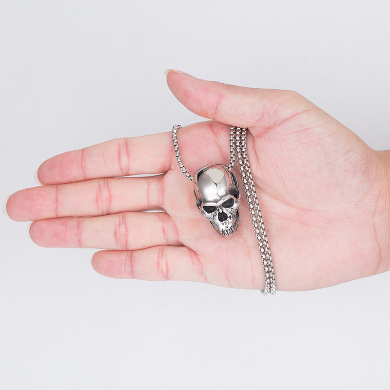 Titanium Steel Necklace - Vintage Skull Pendant For Men, Retro Gothic Jewelry, Everyday Wear