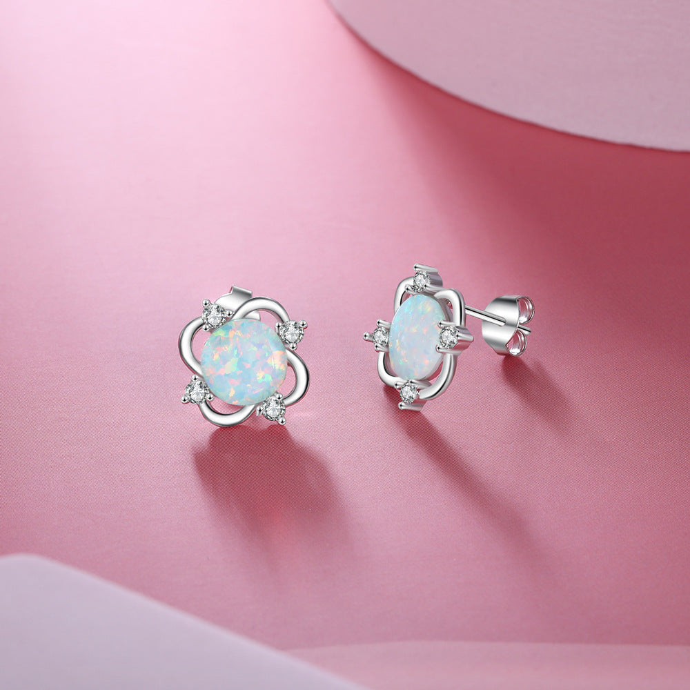 Planderful Jewelry Opal Stud Earrings In Sterling Silver Everyday Genie Collection