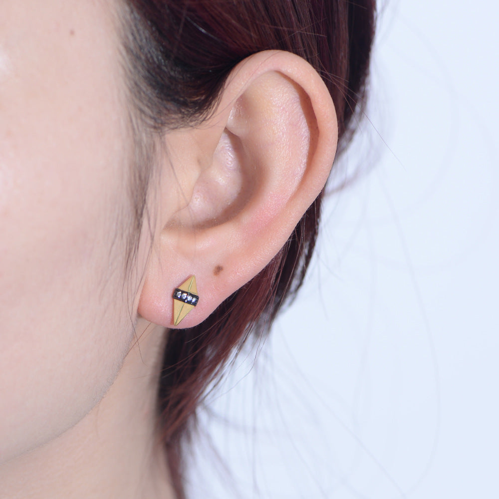 And Geometric Diamond Stud Earrings S925 Sterling Silver Punk Earrings