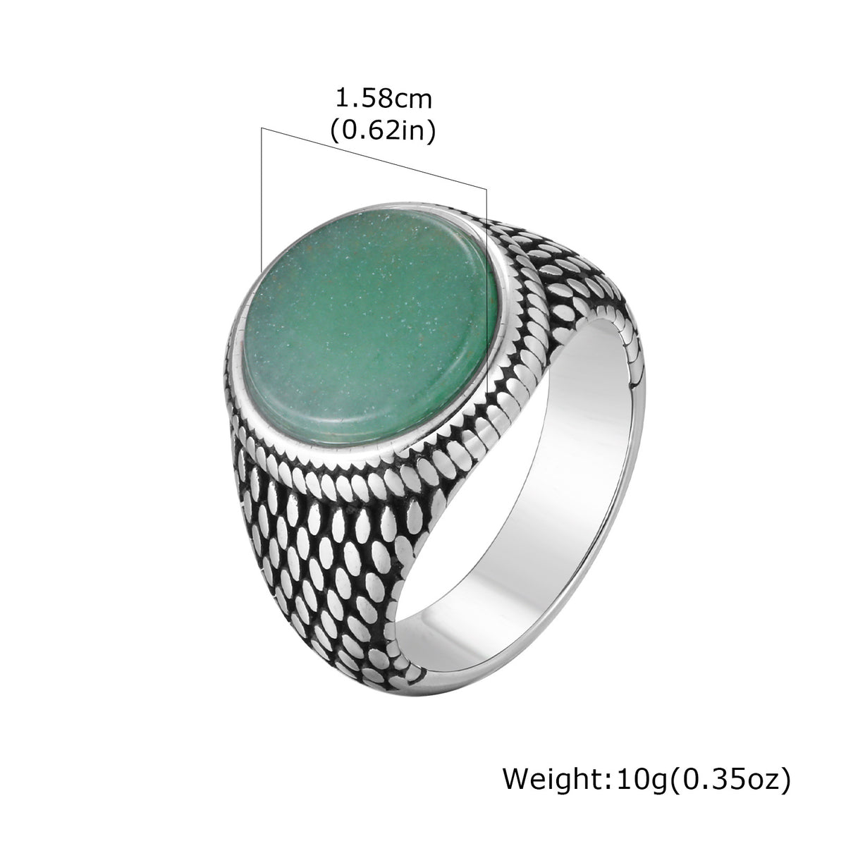 Stainless Steel – Black Agate – Turquoise Seal Ring