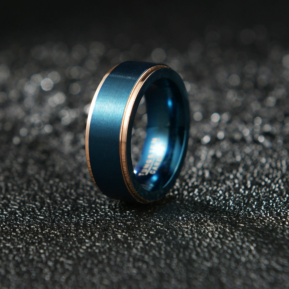 European-American Men's Tungsten Gold Brushed Ring 8mm - Stylish Steel Jewelry