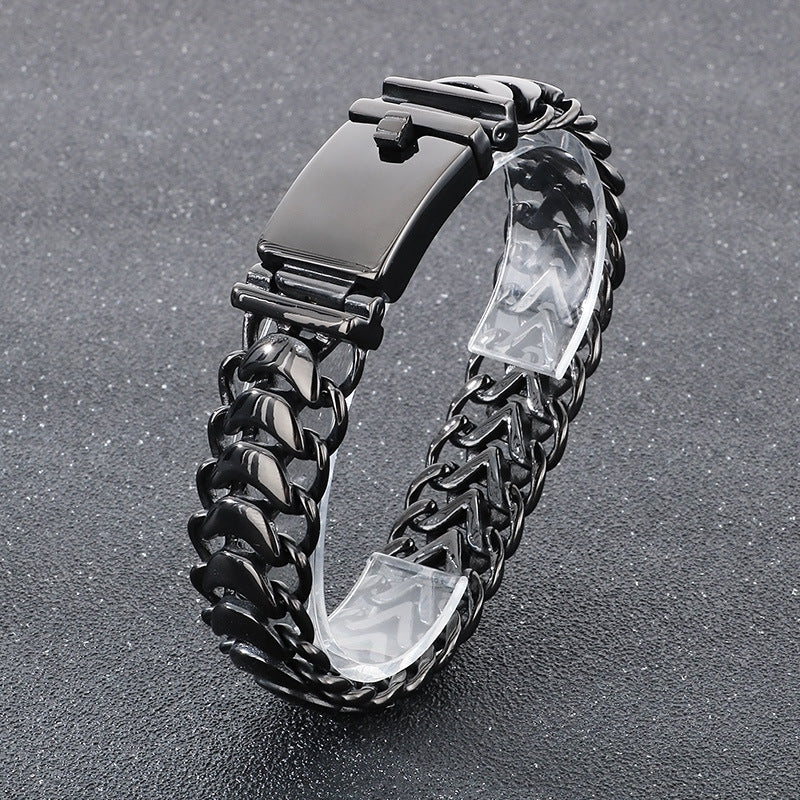 Planderful Titanium Steel Mens Glossy Woven Chain Bracelet
