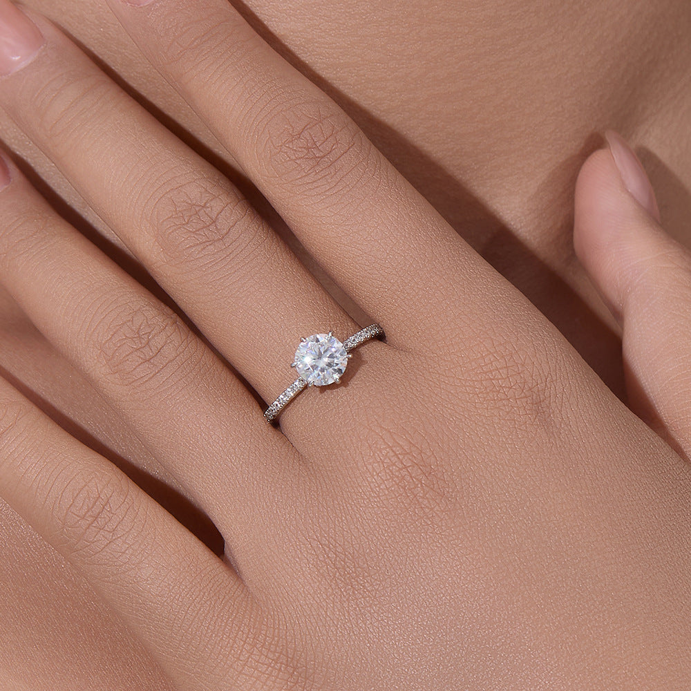 S925 Silver Moissanite Ring 1.2 Carat D Color Mozzarella Zircon Ring Jewelry