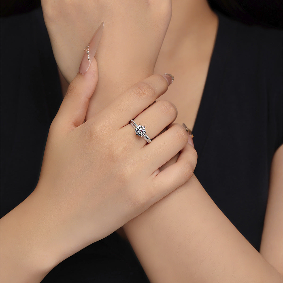 Classic Six-Prong S925 Sterling Silver Ring