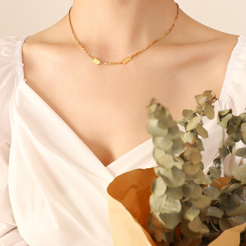 Gold Plated Korean Double Clavicle Chain Necklace with Titanium Finish