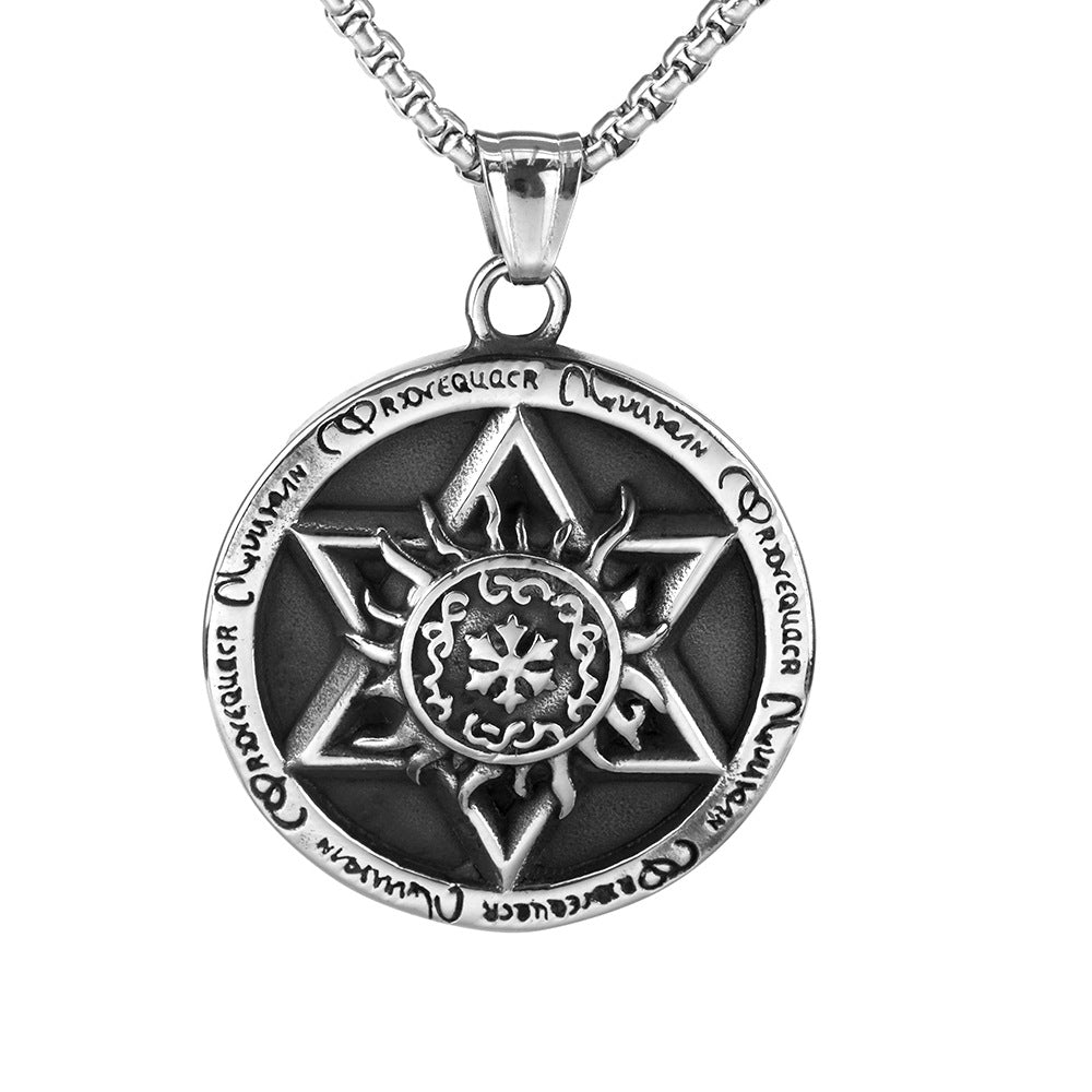 Retro Stainless Steel Men's Pendant Personalized Hexagram Necklace