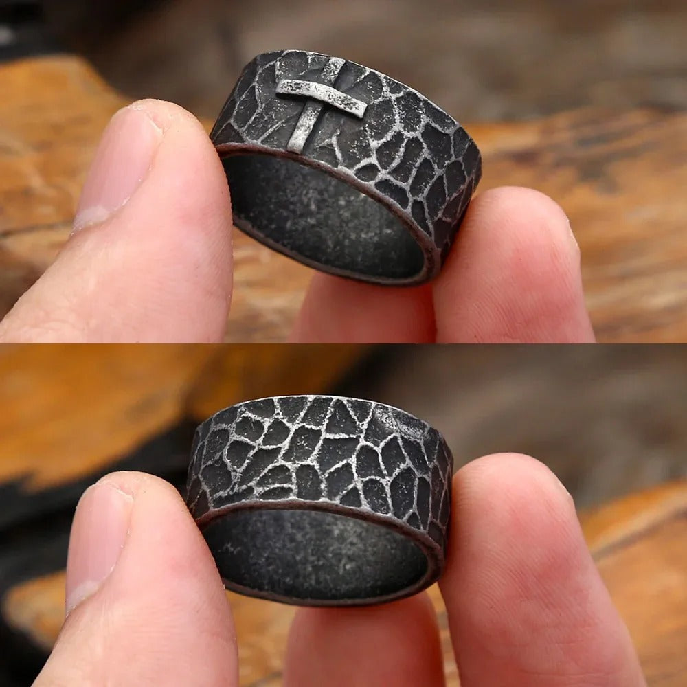Punk Cross Viking Stainless Steel Men's Ring