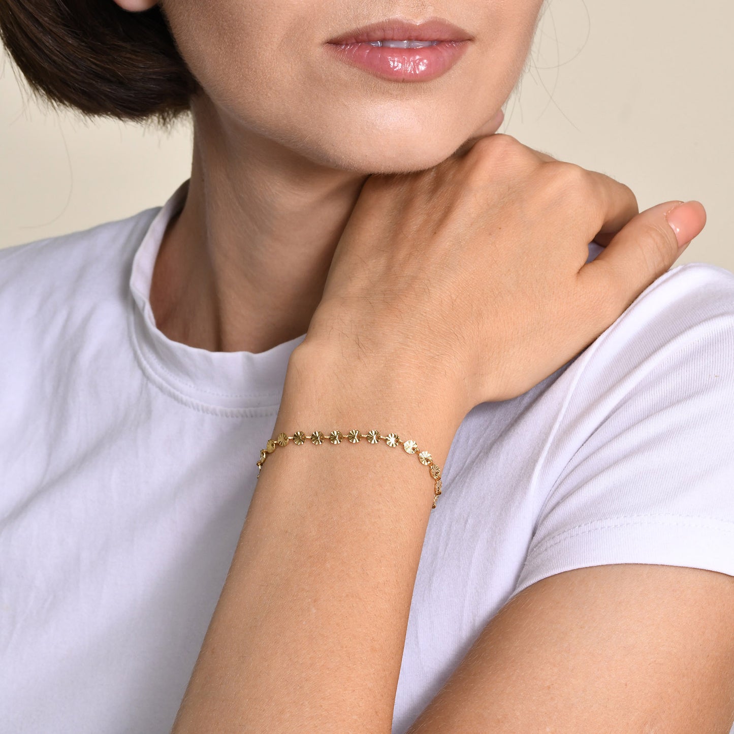 Stainless Steel Disc Bracelet Gold Versatile Titanium Steel Fashion