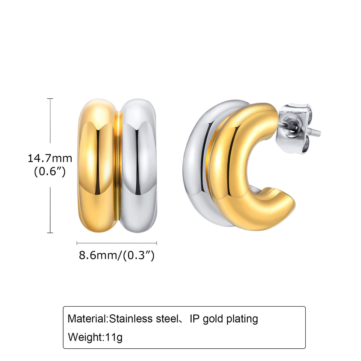 Triple-Band Hoop Earrings — Three Finishes