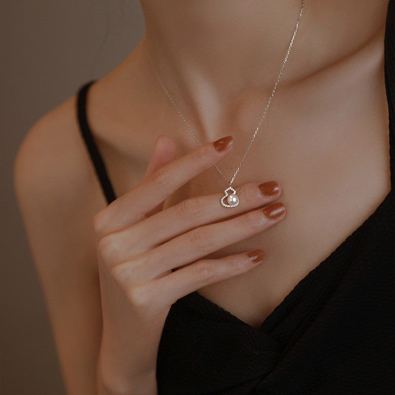 Ruyi Freshwater Pearl Gourd 925 Sterling Silver Necklace Women