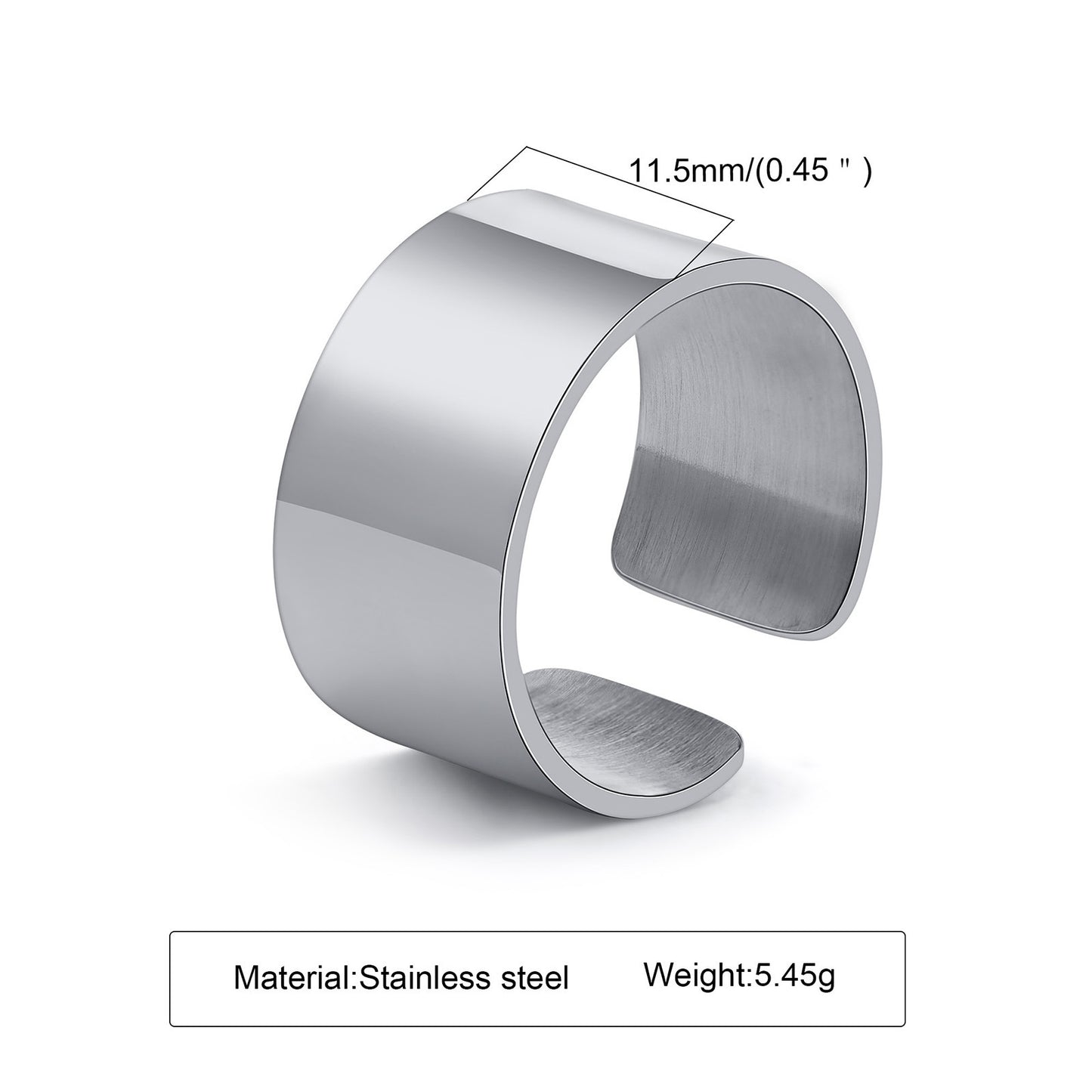 Stainless Steel Bare Body Plain Opening Adjustable Ring Steel Color for Men and Women Jewelry Wholesale