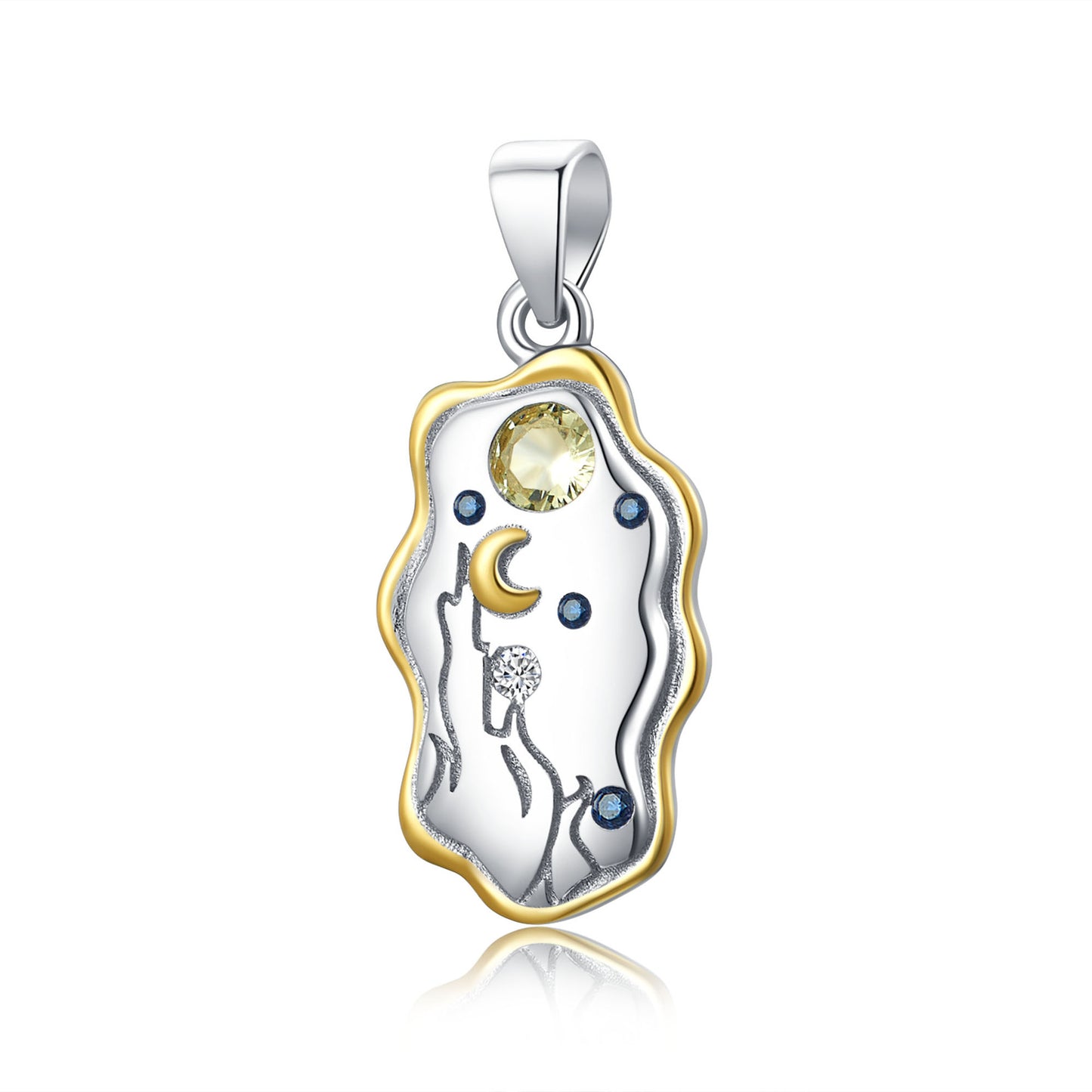 Planderful Everyday Genie – Creative Irregular Moon 925 Sterling Silver Necklace Collarbone Chain