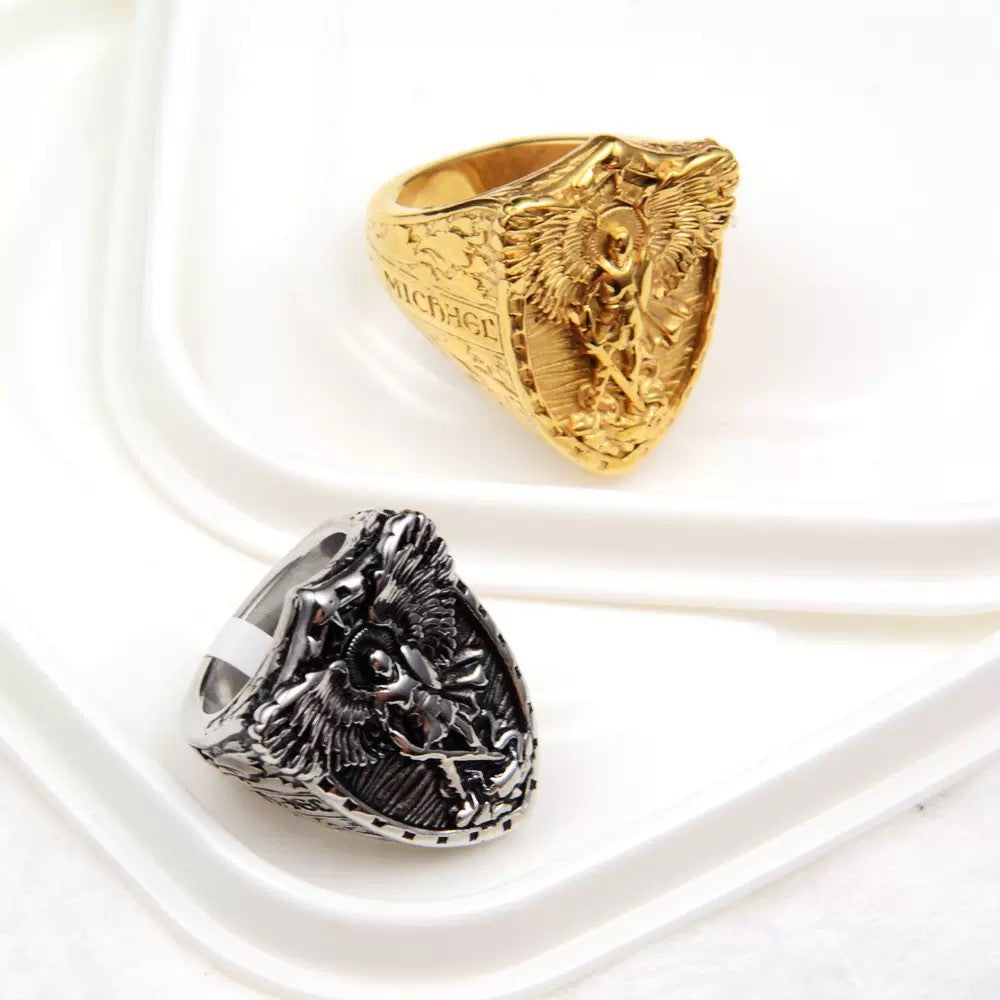 Planderful Everyday Genie Titanium Steel Wings Ring For Men Durable Vintage God Of War Hip Hop Accessory