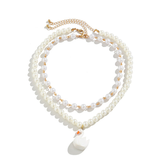 Spice Beaded Swan Pearl Necklace Female Temperament Necklace