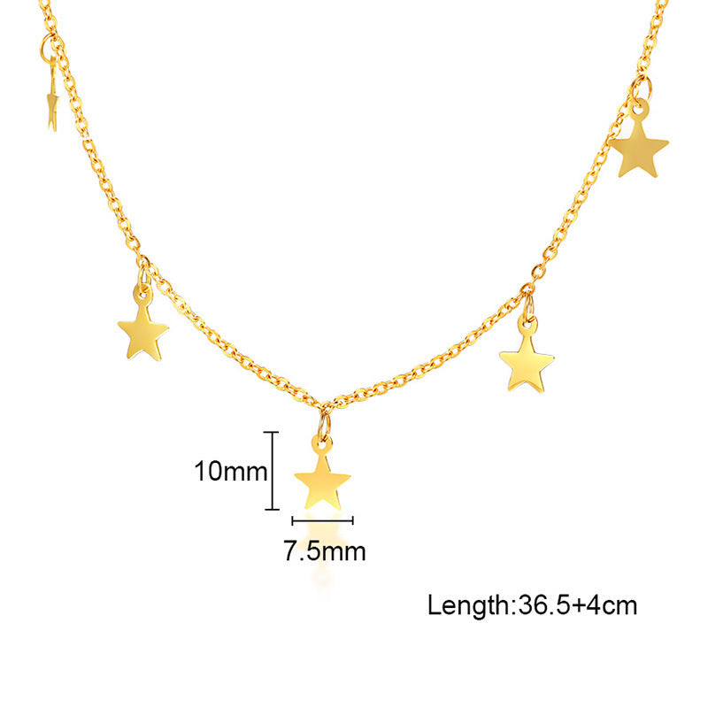 Stainless Steel Star Necklace Steel Color Titanium Steel Gold Women's Fashion