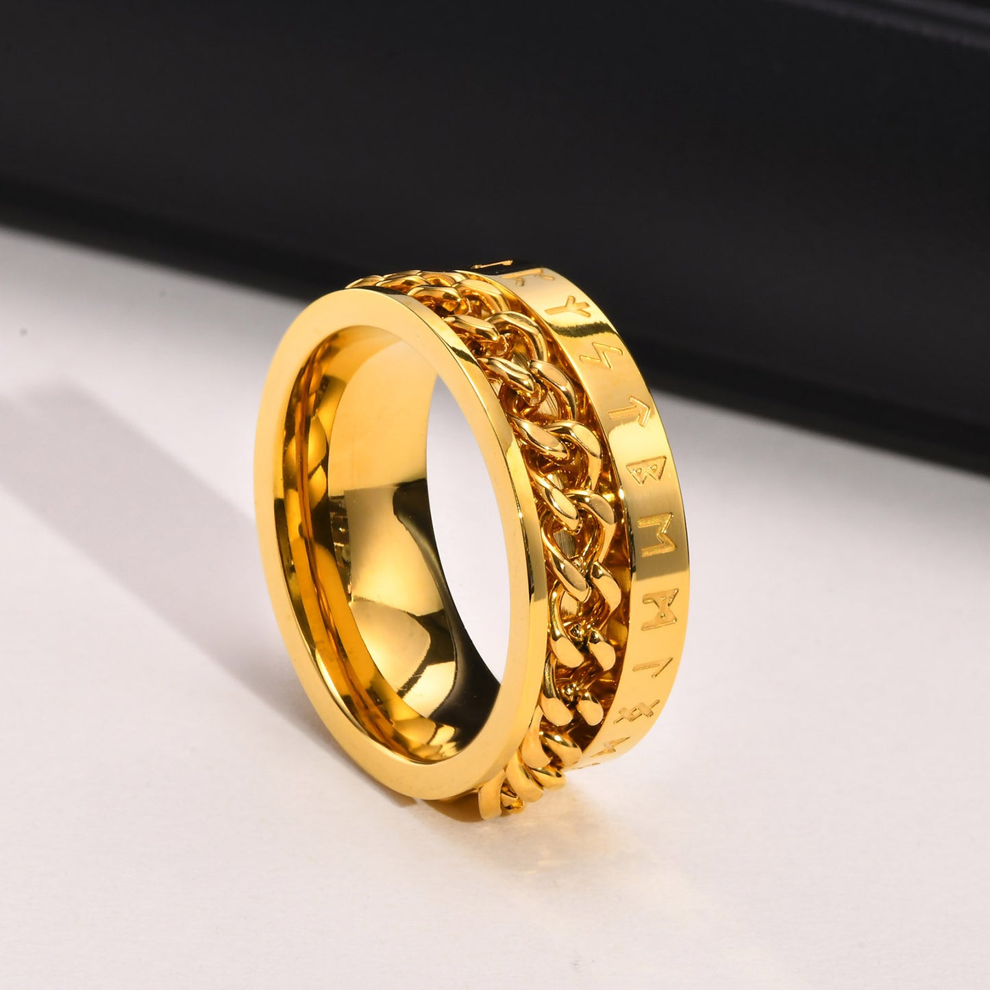 Stainless Steel Men's Fashion Viking Luenwen Chain Ring