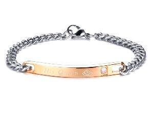 Bracelet Zircon Titanium Steel Couple Lettering Laser Bracelet