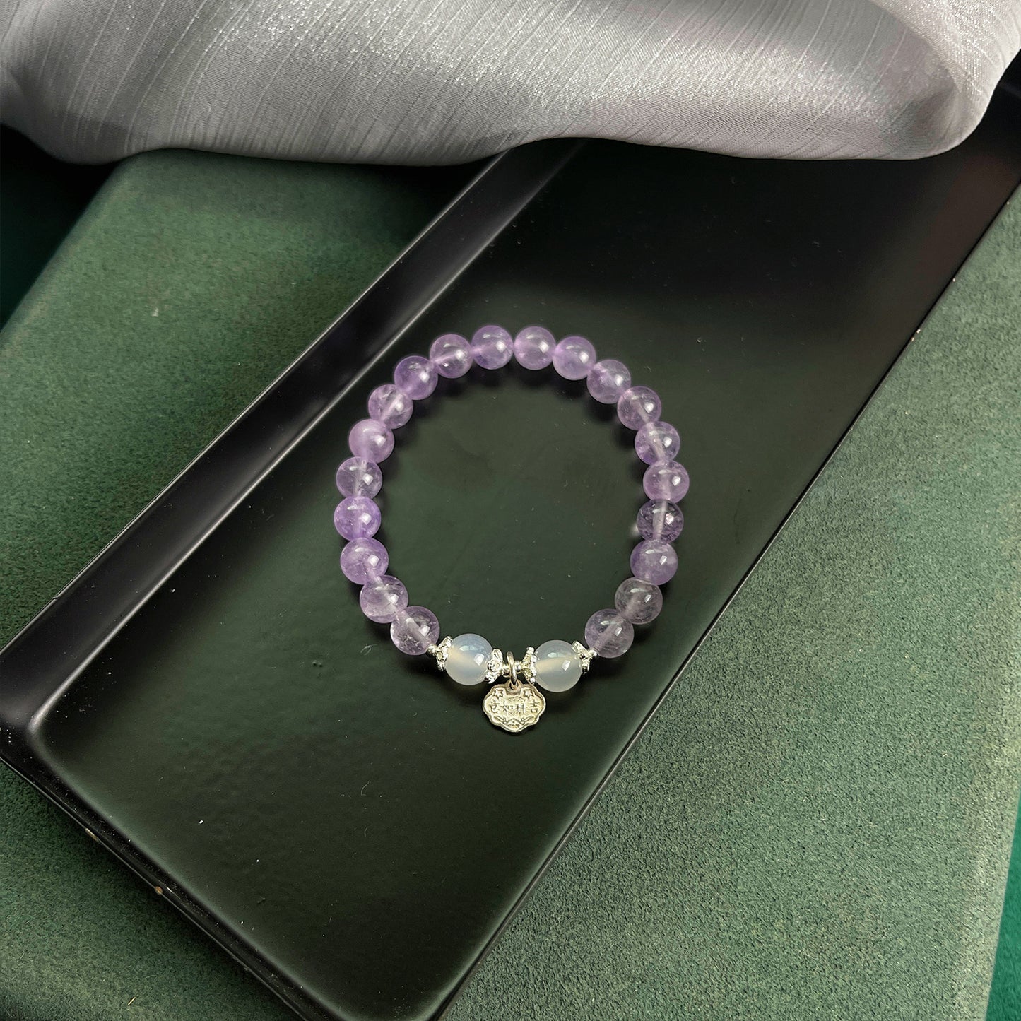 Elegant Sterling Silver Amethyst Bracelet with Safe Lock