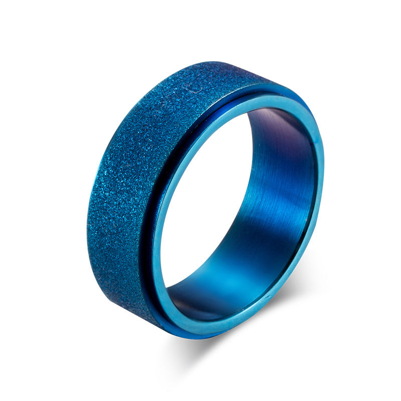 Titanium Steel Rotary Ring K Gold Anxiety Reliever for Men