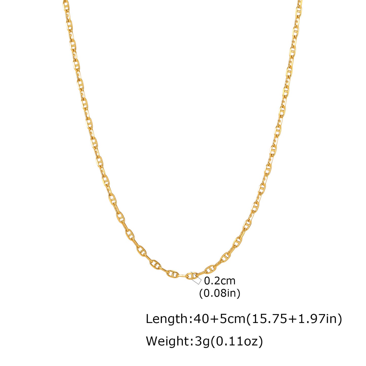Trends Wish Stainless Steel Embossed Lip Chain Embossed Small Square Chain Character Necklace