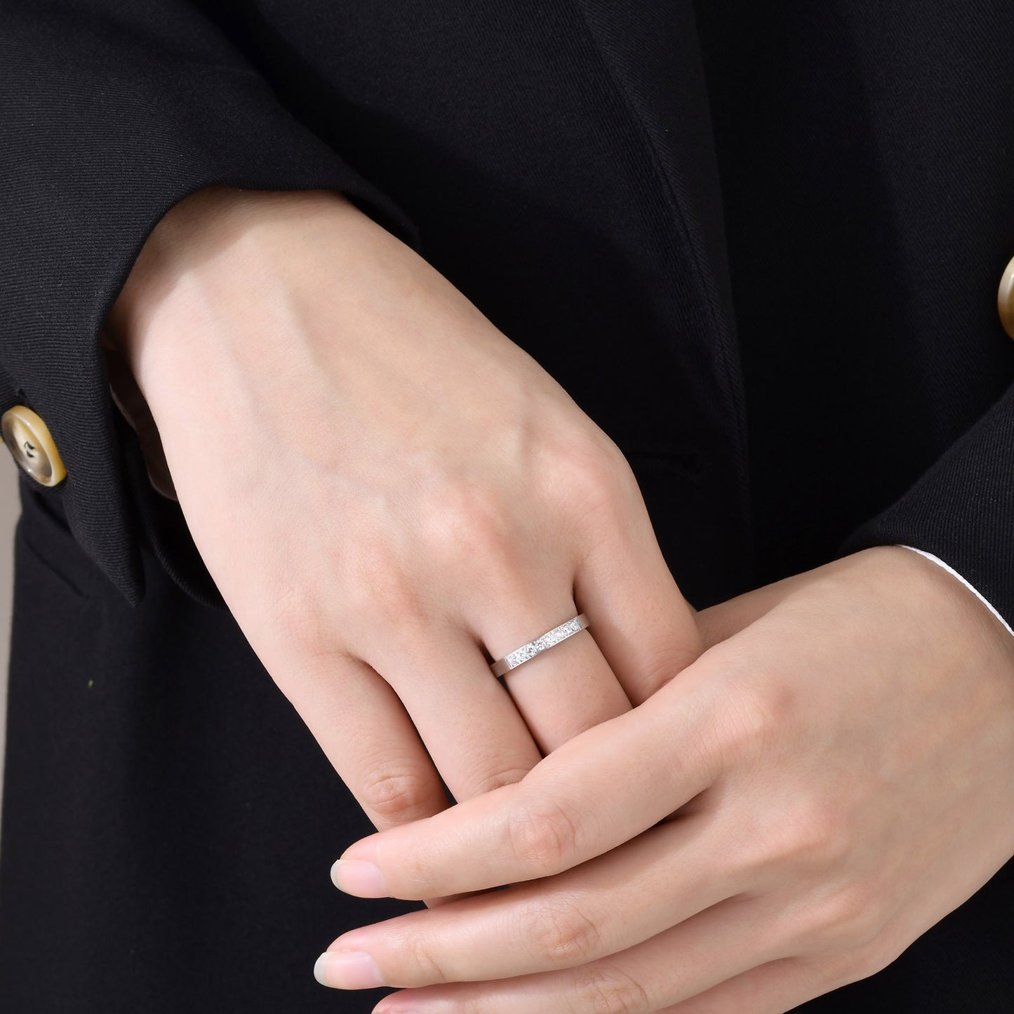 Fine Ring in Cold Wind Cool Women's Zircon Stainless Steel