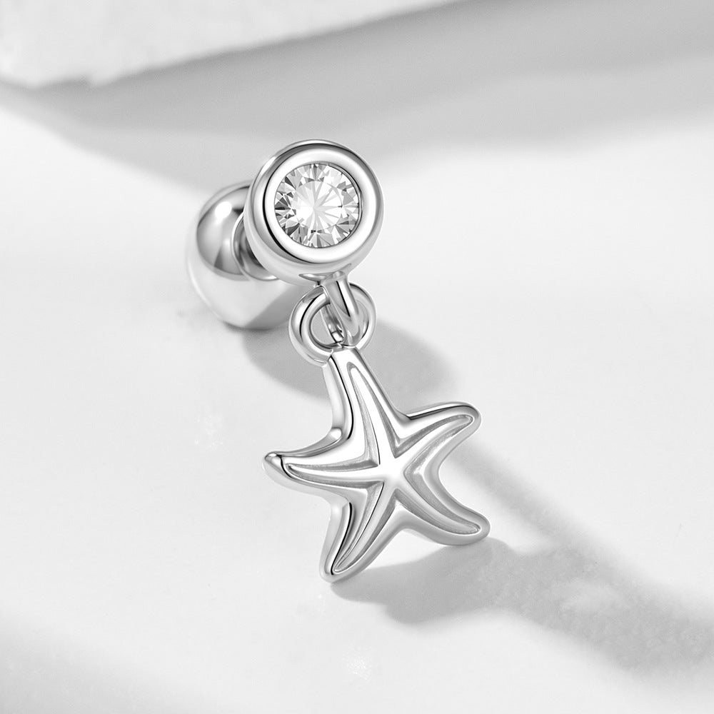S925 Sterling Silver Version Puncture Internal Thread Body Auricle Puncture Earbone Stud Starfish Earrings