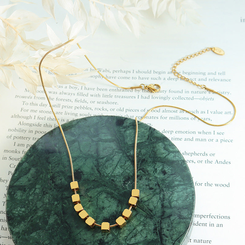 Geometric Square Pendant Necklace with 18K Gold Plating - Elegant Women's Jewelry